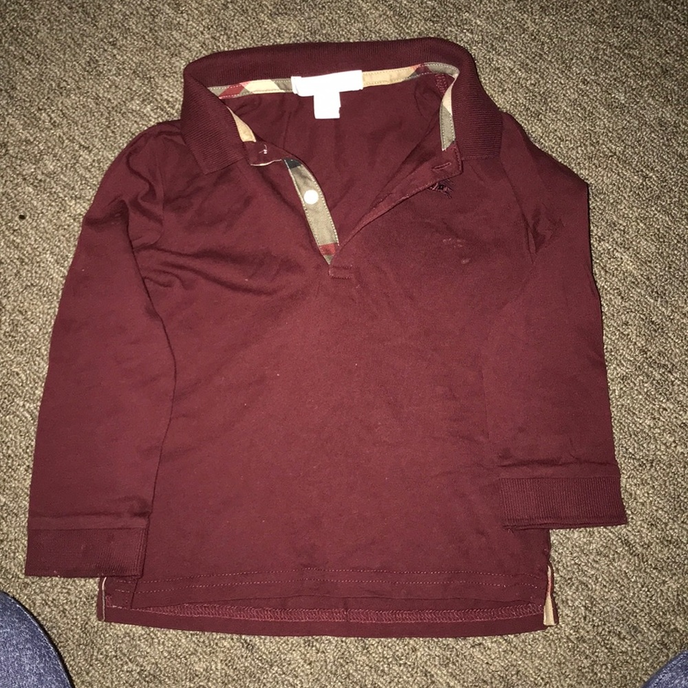 Burberry Burgundy Long Sleeve for toddler boys